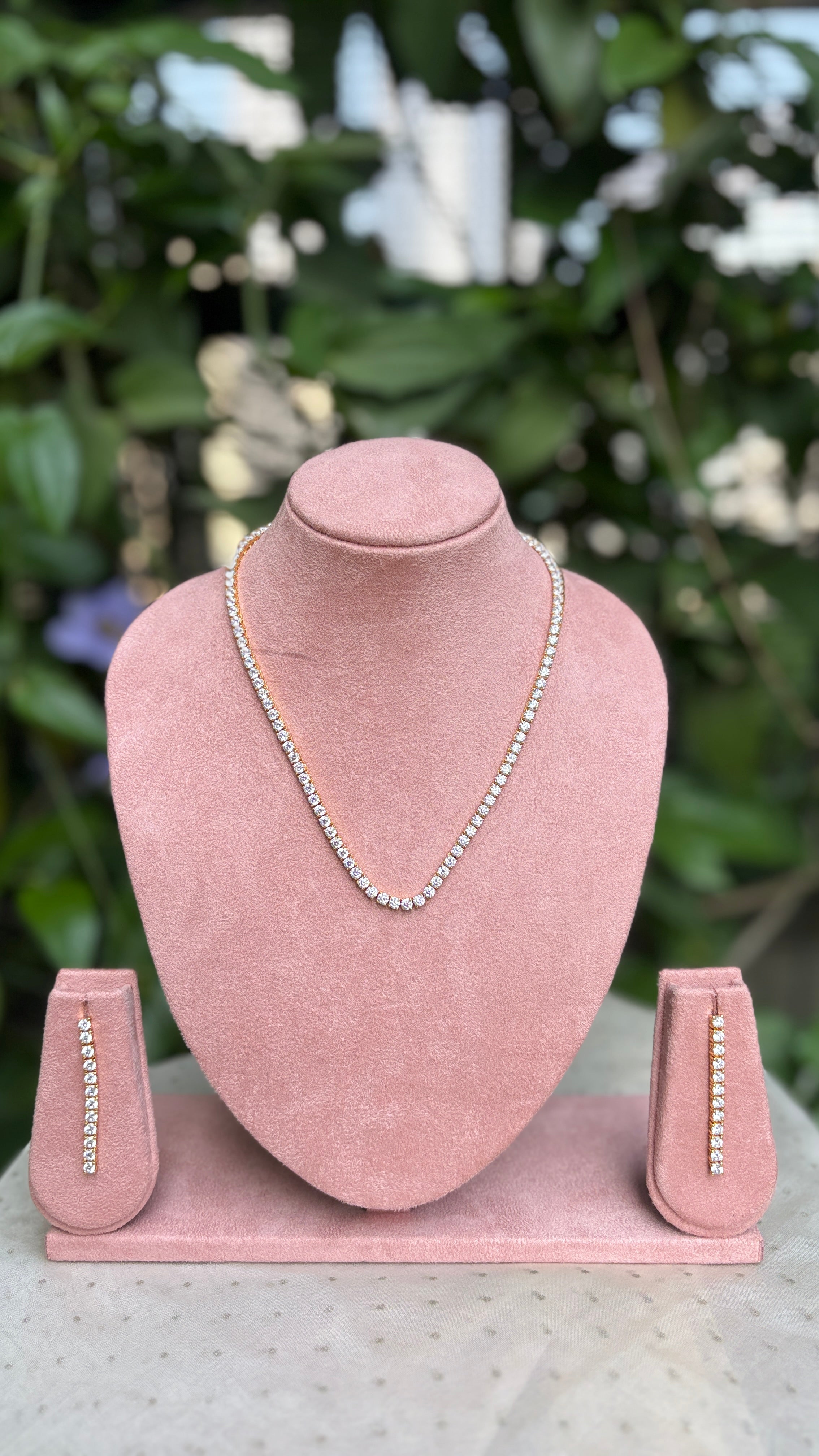 Yellow Gold Diamond Tennis Necklace