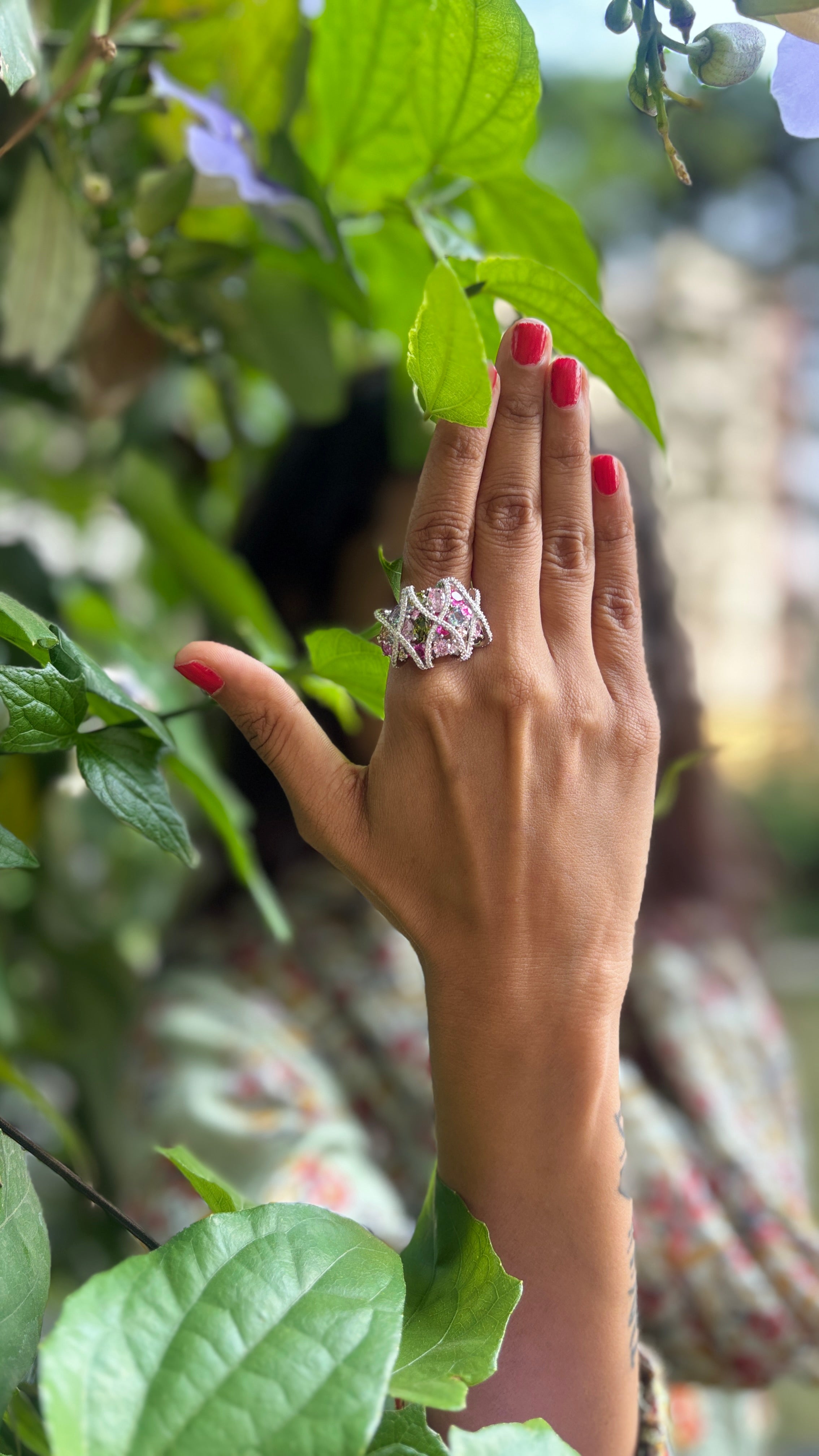 Pink Criss Cross Ring