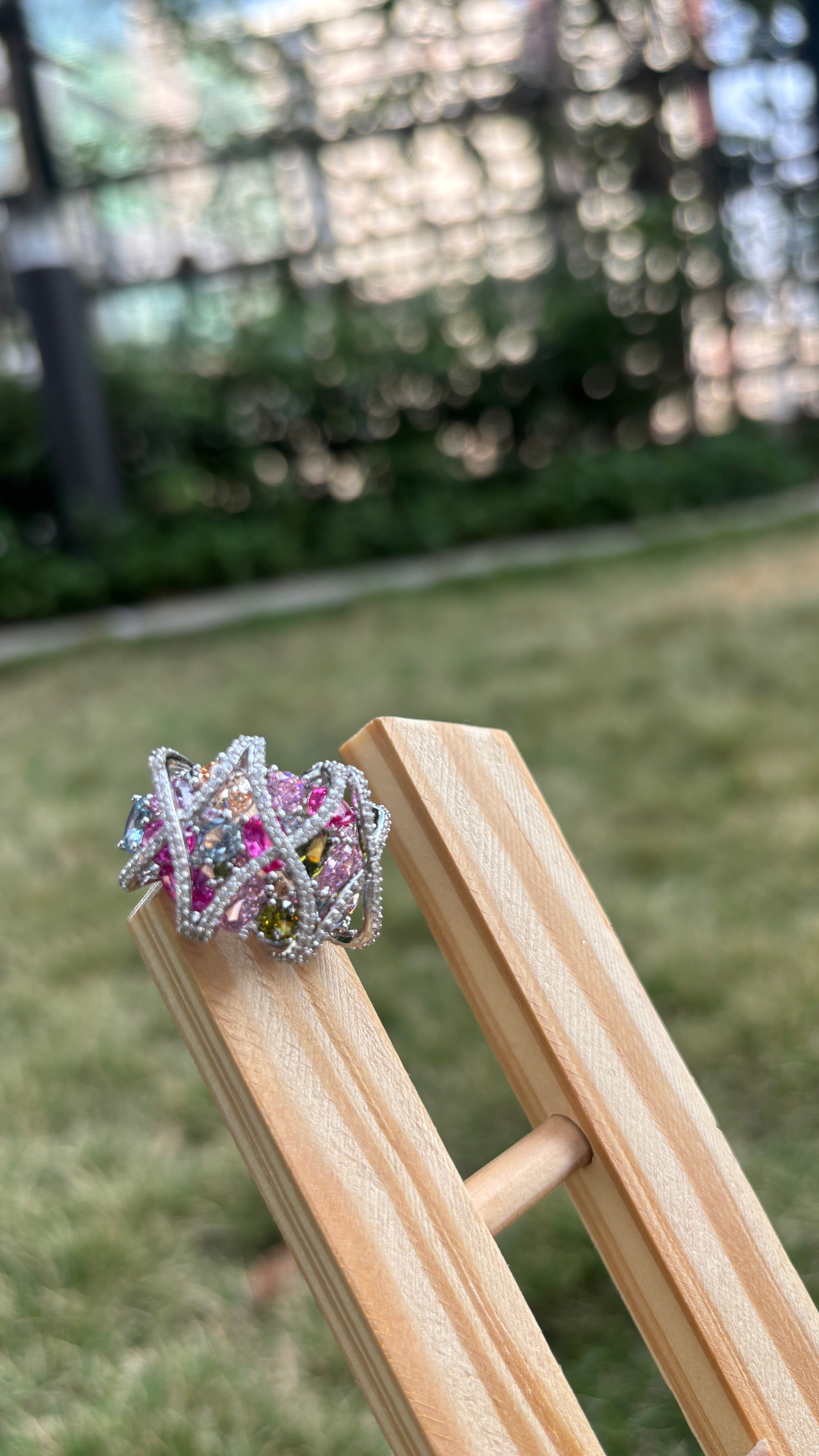 Pink Criss Cross Ring