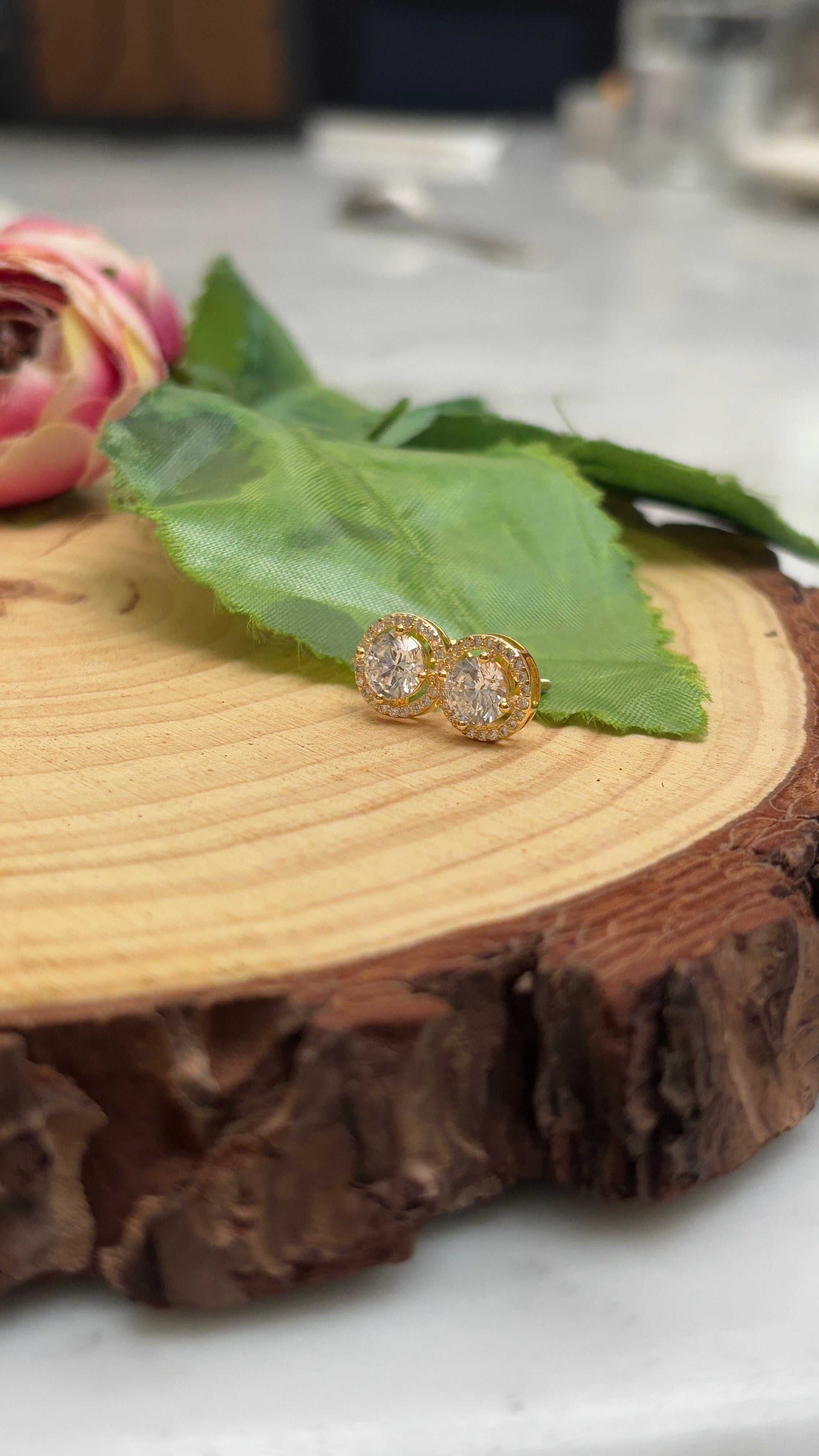 Gold Solitaire Studs